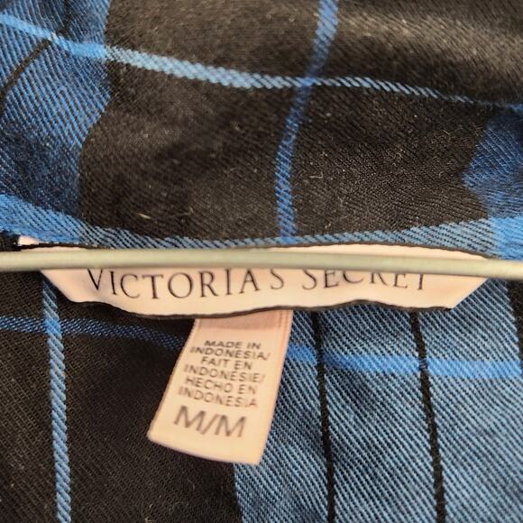 Victoria's Secret Plaid Pajama Top - Blue Black, Medium - Picture 2 of 4